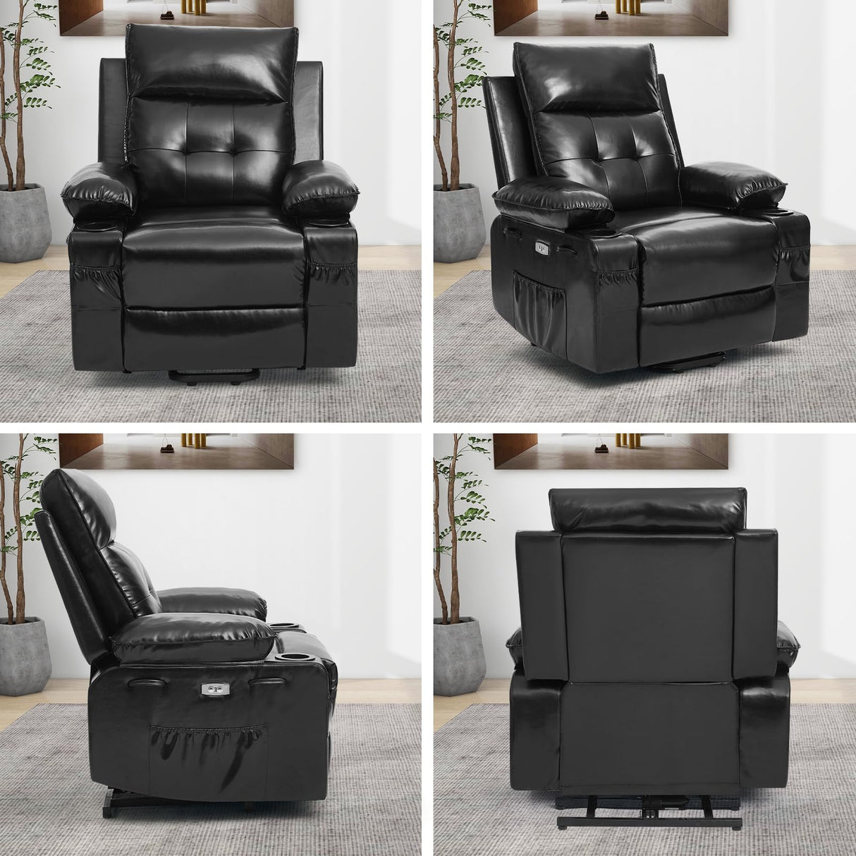 Polar Aurora Power Lift Chair for Elderly,Electric Recliner Chair with Vibrating Massage & Heating,Living Room Chair with Thickened armrest,USB Ports,2 Cup Holders Polar Aurora