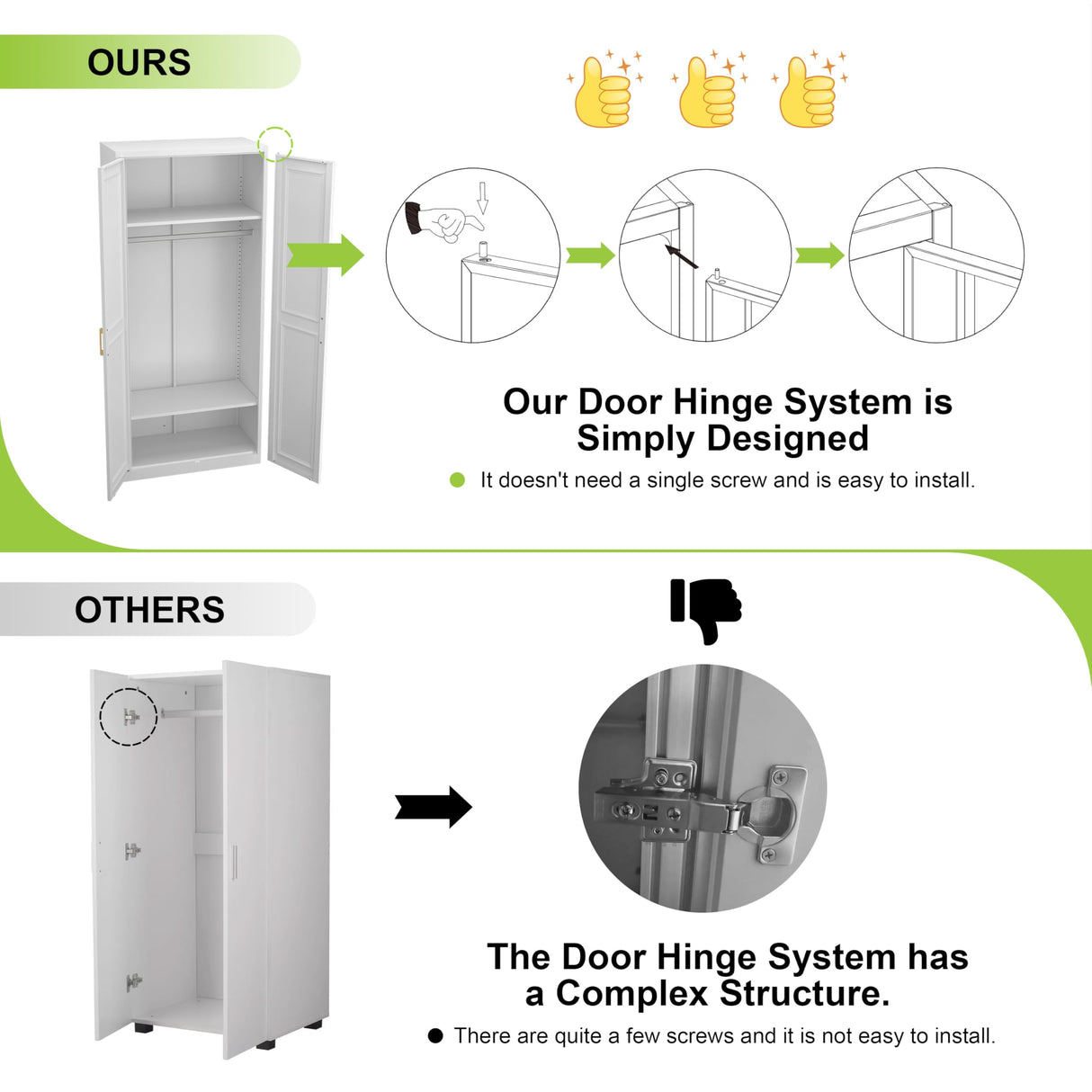 UNICOLY Armoire Wardrobe Closet with Doors, 71'' Wardrobe Cabinet with Hanging Rod, Metal Closet with 2 Adjustable Shelves for Bedroom School, Employee, Gym, Armarios De Ropa para Dormitorio, White UNICOLY