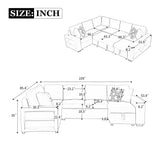 Merax 109" Large Sectional Sleeper Sofa with Pull Out Bed, Storage Chaise/Shelf & USB Ports, Light Grey Oversized 5 Seat U-Shaped Couch Set, Convertible Sofabed for Living Room and Apartment, Beige Merax