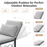 AECOJOY Outdoor Metal Chaise Lounge Chair, Convertible Patio Armchair with Cushions, Adjustable 5-Position Sun Recliner with Full Flat Tanning Function for Outside, Pool, 1 Pack AECOJOY