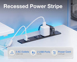 ODK 48 Inch Gaming Desk with USB Charging Ports and LED Lights, Reversible L Shaped Computer Desk with Storage Shelves & Monitor Stand, Corner Home Office Desk Table with Power Outlets, White ODK