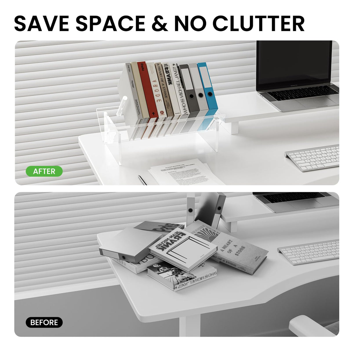 Sumerflos Acrylic Desktop Bookcase, Book Storage Organizer Bookshelves, Clear Mordern Tabletop Storage Rack for Office Home Shelf Display for Cd/Magazine/Book - Clear Sumerflos