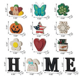 Glitzhome Interchangeable Home Table Signs with 13 Pcs Seasonal Icons, Wooden Changeable Home Sign for Holiday Decor, HOME Letter Sign Ornaments Set Interchangeable Holiday Decorative Shelf Blocks Glitzhome
