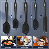 Walfos Silicone Spatula Set of 5 - (600°F) High Heat Resistant Kitchen Scraper Spatulas, One-Pieces Seamless Design, Perfect for Cooking Mixing & Baking - BPA Free and Dishwasher Safe,black Walfos
