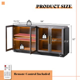 AMERLIFE Sideboard Buffet Cabinet with LED Lights, Mixed Color Accent Cabinet with Glass Doors and Adjustable Shelf, Hallway Storage Cabinet Console Table for Living Room, Dining Room, Black and Gray AMERLIFE