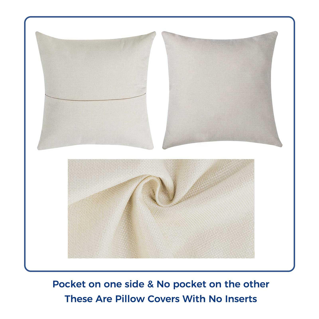 CALCA 10 Pack Pocket Pillow Cases Cover 17.72"x17.72" Sublimation Blanks Linen Pocket Pillowcase Cushion Covers for Heat Transfer DIY CALCA
