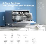 Midea MDC22P2ASS Energy Star Portable Dishwasher, 6 Place Settings & 6+2 Washing Programs.Most of The Cleaning Cycles, Including Auto, Heavy, Normal, Delicate, ECO, Quick and Rinse, White Midea