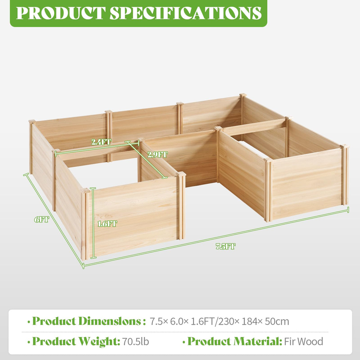 PaPaJet Wooden Raised Garden Bed for Outdoor, Deep Large Planter Box for Gardening, Vegetables, Flowers, Herbs（8×6×2FT） PaPaJet