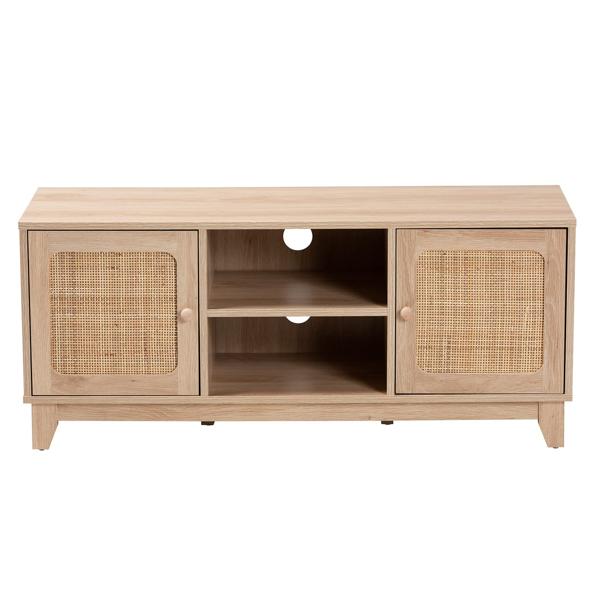 Baxton Studio Elsbeth TV Stand, 43.30" W x 15.00" D x 18.50" H, Light Brown/Natural Brown Baxton Studio