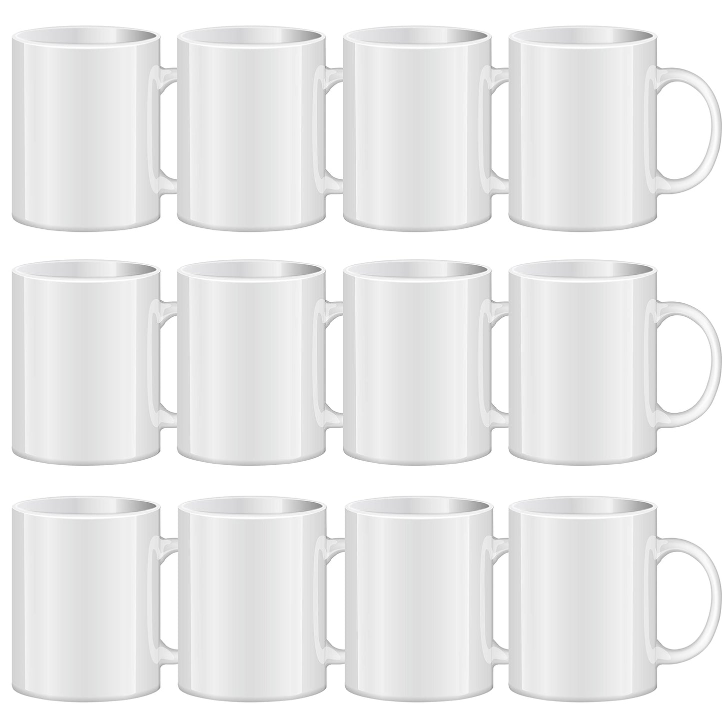 TANGLONG Sublimation Mugs Sublimation Mugs Blank Tazas Para Sublimacion White Ceramic Sublimation Cups Bulk Mugs for Coffee Tea Latte Hot Cocoa 11 oz Set of 12