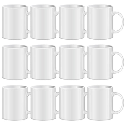 TANGLONG Sublimation Mugs Sublimation Mugs Blank Tazas Para Sublimacion White Ceramic Sublimation Cups Bulk Mugs for Coffee Tea Latte Hot Cocoa 11 oz Set of 12