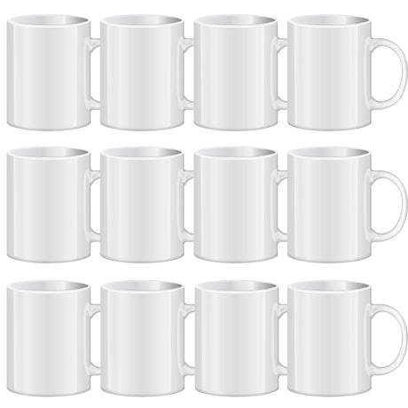 TANGLONG Sublimation Mugs Sublimation Mugs Blank Tazas Para Sublimacion White Ceramic Sublimation Cups Bulk Mugs for Coffee Tea Latte Hot Cocoa 11 oz Set of 12 TANGLONG