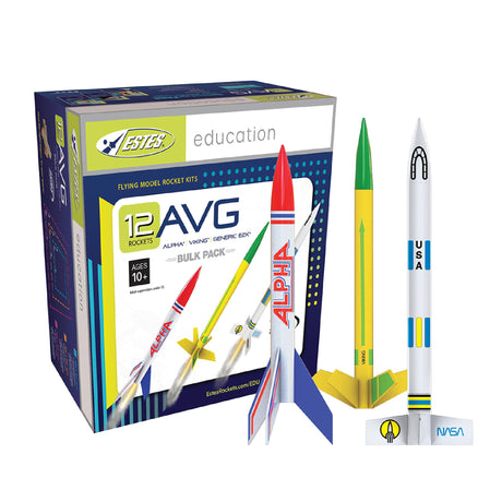 Estes 1753 AVG Bulk Variety Pack of Rocket-Building Kits, Beginner and Intermediate Flying-Rocket-Model Kits for Ages 10+, Includes Viking, Alpha, and EX2 Rockets Estes