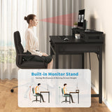 Lufeiya Computer Desk with Drawers for Home Office Bedroom, 40 inch Black Writing Study Desks with Fabric Drawers Storage, Gaming Desk Table with Power Outlet & Monitor Stand, Black Lufeiya