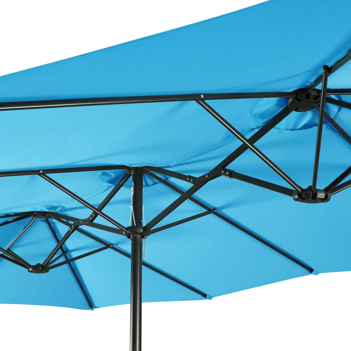 Yaheetech 15 ft Triple-size Patio Umbrella w/Base Included - Market Extra-Large Double Sided Umbrella - Twin-size Patio Parasol w/Easy Crank & 12 Strong Ribs & Ventilation Openings,Sky Blue Yaheetech