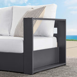 Modway Tahoe Aluminum Modular Right-Facing Outdoor Patio Loveseat in Gray White with Weather-Resistant Cushions, Couch for Garden Backyard, Poolside Modway