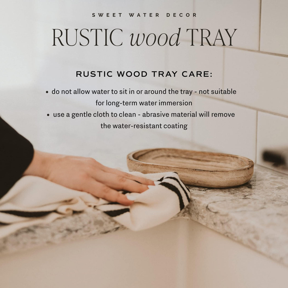 Sweet Water Decor Rustic Wood Tray for Home | Kitchen and Bathroom Dispenser Holder | Jewelry Dish | Wooden Soap Holder for Bottles | Trays for Counter Tops | Vanity Plate | Farmhouse Dish Décor Sweet Water Decor