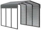 Arrow Carports Galvanized Steel Carport, with 1-Sided Enclosure, Compact Car Metal Carport Kit, 10' x 15' x 9', Charcoal Arrow Shed
