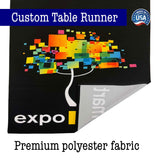 Custom Table Runner with Business Logo, Ships Next Day Made in USA - 24" x 60" Thick Premium Polyester hem sewn all side, Vivid color sublimation print, Trade Show Quality, wrinkle-free (24x60) Exposmart