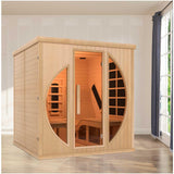 Smartmak Far Infrared 2 Person Recliner Sauna Room, Indoor Canadian Hemlock Sauna Room, Ceramic Tube and Carbon Crystal Heating Panel, 7 Color Light, Oxygen Bar, Bluetooth Speaker (220V, 3400W) Smartmak