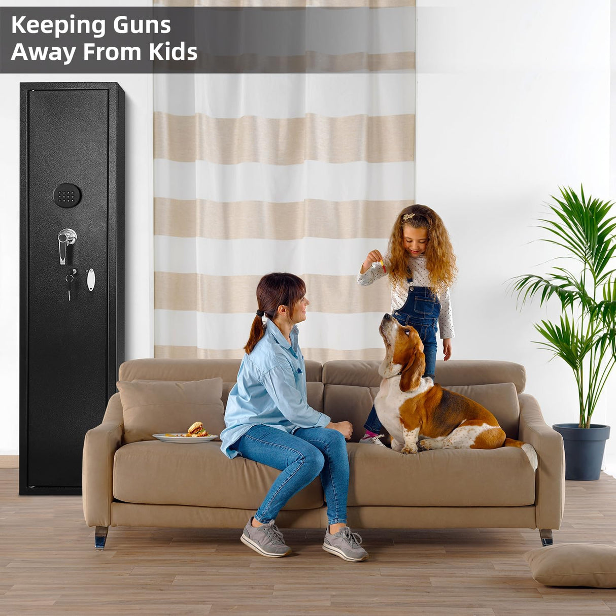INTERGREAT [2024 NEW] 3-5 Rifle Gun Safe with Light, Long Gun Safes for Rifles and Shotguns, Quick Access Rifle Safe for Home Rifles and Pistols, Large Gun Cabinet for Rifles with keypad Lock, Metal INTERGREAT