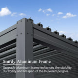 Domi Outdoor Louvered Pergola 10x20FT with Adjustable Steel Roof, Outdoor Aluminum Frame Rainproof Pergola for Backyard, Garden and Lawn,Dark Gray domi outdoor living