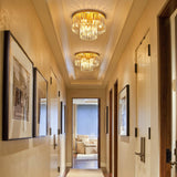 Faibra 17" Gold Crystal Ceiling Light - Modern 9-Light 2-Tier Luxury K9 Crystal Fixture for Dining Room, Kitchen, Island, Living Room, Bedroom Faibra