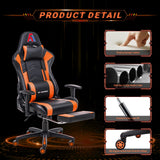 AA Products Gaming Chair Ergonomic High Back Computer Racing Chair Adjustable Office Chair with Footrest, Lumbar Support Swivel Chair - BlackOrange AA Products Inc.