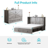 CECER Full Size Murphy Bed with Tri-Folding Mattress，Murphy Bed with Charging Station and 2 Large Storage Drawers for Small Spaces/Bedroom（Grey） CECER