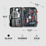 Master Mechanic 100 Piece Air Tool Kit with Impact Wrench, Straight Die Grinder, and Ratchet Wrench for Tools and Home Improvement, Black Frita