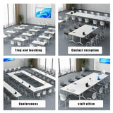 Conference Table Flip Top Mobile Training Table,White Folding Conference Room Table,Modular Meeting Table with Silent Wheels,Rounded Corner Design with Strong Metal Legs for Office,Classroom (3PCS) Goakwwuz