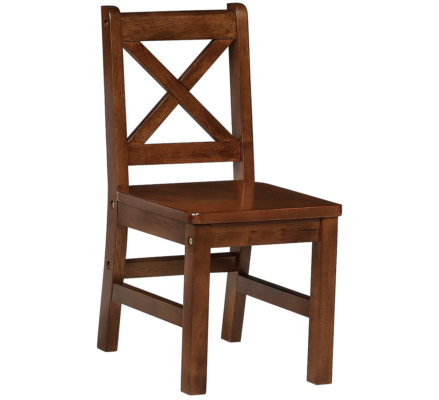 eHemco Solid Hard Wood X Back Kids Chair, Coffee, Set of 2 - WoodArtSupply