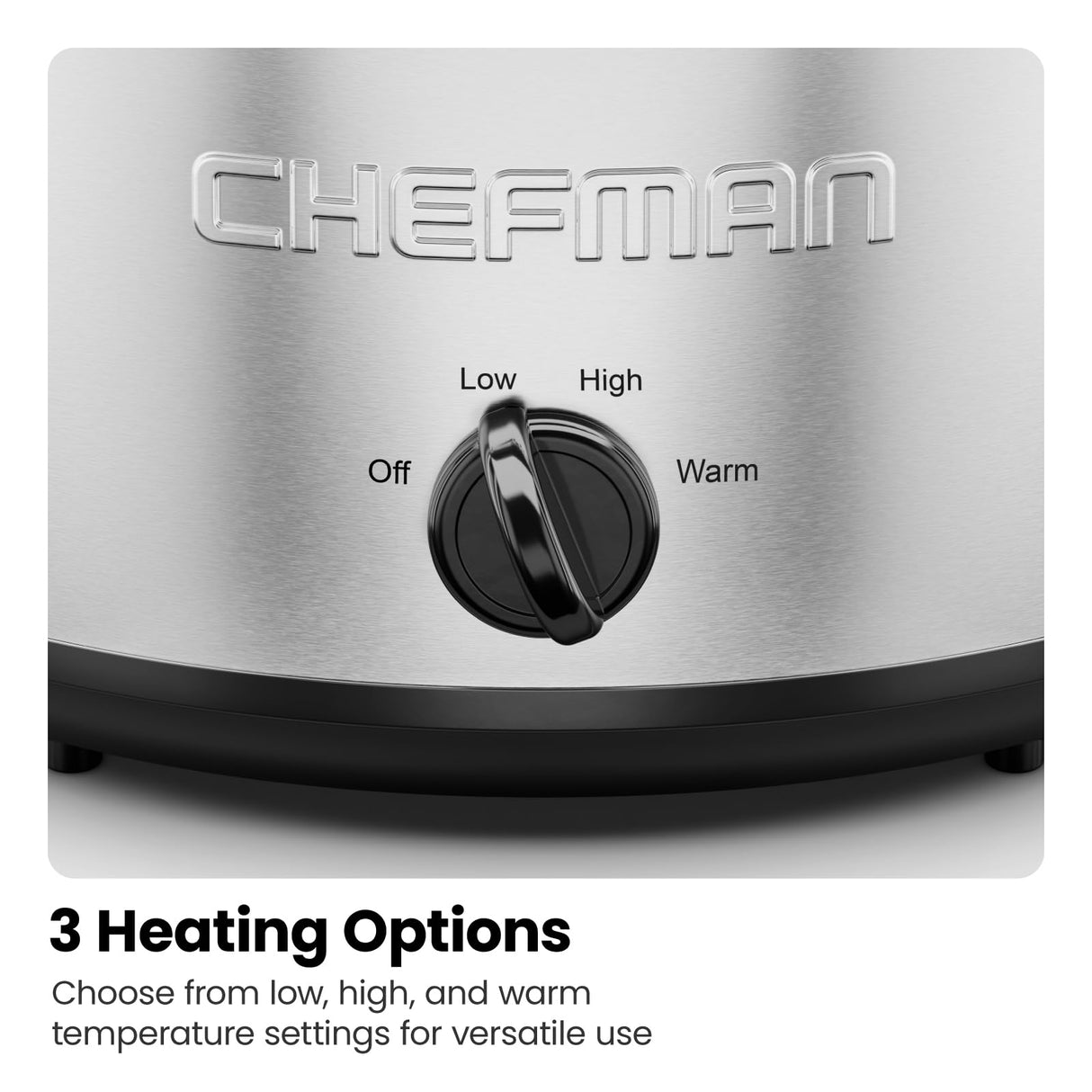 Chefman 6 Quart Slow Cooker with Locking Lid, Ceramic Crock with Portable Cook and Carry Travel Latching Lock, Large Easy Clean Dishwasher Safe Pot Insert, Manual 3 Heat Settings, Stainless Steel Chefman