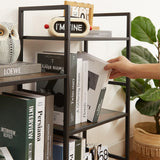 EYOCAL Triple 3 Tier Bookshelf, Wide Industrial Large Book Shelf with 8 Open Display Shelves for Home & Office, Rustic Brown EYOCAL