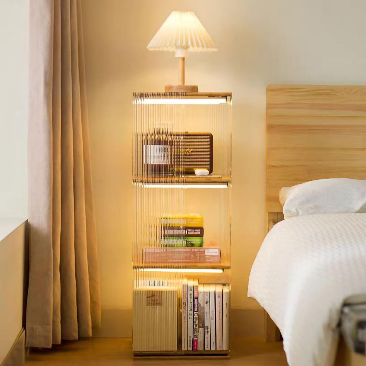 Huazzzyi 3 Tier Acrylic Rotating Bookshelf, 37IN Rotating Book Shelf Tower Acrylic 360 Rotating Bookshelf for Living Room, Study Room Huazzzyi