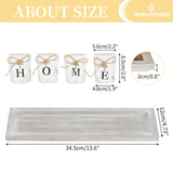 Romadedi Farmhouse Centerpiece Candle Holder Decor - Rustic Wooden Tray with 4 Glass Tealight Candles Holders for Coffee Table Home Decorations Living Room Fireplace Kitchen Housewarming Gifts Romadedi