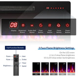 BELLEZE 42" Electric Fireplace Heater, 1400 W Recessed & Wall Mounted Electric Fireplace with Remote Control, Heater with Adjustable Flame Color and Brightness, Timer, Touch Screen BELLEZE