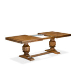 Luxe by East West Furniture NKSI9-AWA-04 9-Piece Dining Table Set Consists of a Dining Table and 8 Light Tan Linen Fabric Kitchen Chairs with Button Tufted Back - Antique Walnut Finish Luxe by East West Furniture