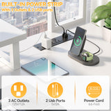 Aheaplus Small L Shaped Desk with Charging Port & LED Strip, Reversible L-Shaped Gaming Desk Computer Desk with Monitor Stand & Storage Shelf, Corner Desks Home Office Desk with Storage Bag, White Aheaplus