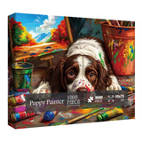Puppy Painting Puzzle for Adults 1000 Pieces, Funny Dog Jigsaw Puzzle, Cute Animal Puzzle BBOLDIN