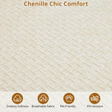 106" Curved Sectional Sofa with Throw Pillows, 4 Seater Luxury Chenille Cloud Modular Couch with Deep Seat，Boneless Compression Sofa for Modern Living Room, Office and Apartment, Cream WARMTOBABY