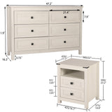 CATMIX Farmhouse Drawers Dresser, Wood Double Dresser Chest of Drawers Wide Storage Organizer Cabinet for Bedroom, Living Room (Rustic Beige, Combo Pack 6+2) CATMIX