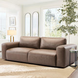 COLAMY 95" Oversized PU Leather Sofa, Comfy Sofa Couch with Extra Deep Seats, Wide Arm, Down Filled 3-Seater Modern Sofa for Living Room, Apartment Lounge-WolfGrey COLAMY