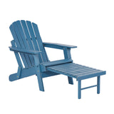 Oversized Wooden Folding Adirondack Chair with Ottoman, Pre-Assembled Backrest and Seat Board, Lounge Chair for Outdoor Patio Garden Lawn Backyard Firepit Deck Pool Beach Wood-Natrl