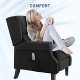 HOMCOM Vibration Massage Recliner Chair for Living Room with Heat, Wingback Single Sofa, Modern Suede Fabric Push Back Reclining Chair with Footrest, Side Pocket, Black HOMCOM