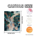 Mosaflare Paint by Numbers for Adults Beginner, Waterfall Green Landscape Adult Paint by Number Kits on Canvas, DIY Acrylic Oil Painting by Numbers for Home Wall Decor 16X20 inch (Without Frame) Mosaflare