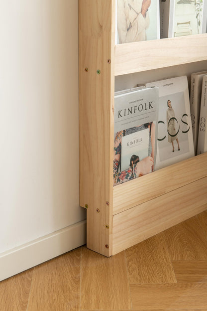 Heehee Solid Wood Bookshelf: Elegant Book and Toy Organizer for All Ages - WoodArtSupply