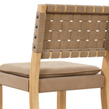 Nathan James Cohen Mid-Century Modern 29 in. Wood Bar Stool, Upholstered Faux Leather Bar Height Stool with Solid Wood Frame, Natural Brown Nathan James