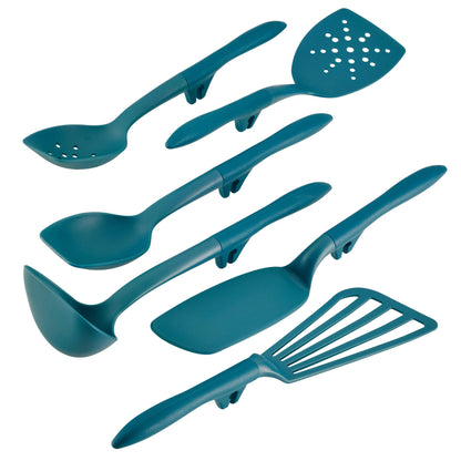 Rachael Ray Gadgets Lazy Tools Nonstick Kitchen/Cooking Utensil Set, 6 Piece, Teal