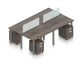 Offices To Go 4 Person Workstation Cluster with Mobile Pedestals in (Artisan Grey Finish Laminate) Offices To Go